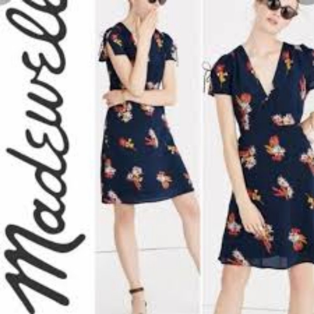 Madewell silk poppy dress w/cactus flowers